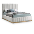  Color_Cream/ Natural  Size_Queen  -- Lucia Cream Linen Textured Fabric Upholstered Queen Bed IMAGE 1