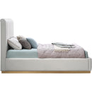  Color_Cream/ Natural  Size_Queen  -- Lucia Cream Linen Textured Fabric Upholstered Queen Bed IMAGE 4