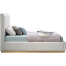 Meridian Lucia Cream Linen Textured Fabric Queen Bed IMAGE 4