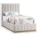 Meridian Lucia Cream Linen Textured Fabric Twin Bed IMAGE 11