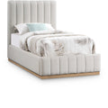  Color_Cream/ Natural Size_Twin -- Lucia Cream Linen Textured Fabric Upholstered Twin Bed IMAGE 1