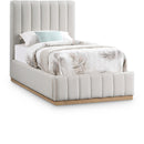 Color_Cream/ Natural  Size_Twin  -- Lucia Cream Linen Textured Fabric Upholstered Twin Bed IMAGE 1
