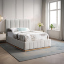  Color_Cream/ Natural  Size_Twin  -- Lucia Cream Linen Textured Fabric Upholstered Twin Bed IMAGE 2