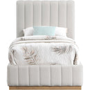  Color_Cream/ Natural  Size_Twin  -- Lucia Cream Linen Textured Fabric Upholstered Twin Bed IMAGE 3