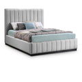  Color_Black/ Grey  Size_Full  -- Lucia Grey Linen Textured Fabric Upholstered Full Bed IMAGE 1