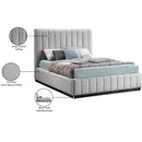 Meridian Lucia Grey Linen Textured Fabric King Bed IMAGE 13