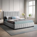 Meridian Lucia Grey Linen Textured Fabric King Bed IMAGE 2