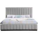  Color_Black/ Grey  Size_King  -- Lucia Grey Linen Textured Fabric Upholstered King Bed IMAGE 3