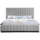 Meridian Lucia Grey Linen Textured Fabric King Bed IMAGE 3