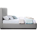  Color_Black/ Grey  Size_King  -- Lucia Grey Linen Textured Fabric Upholstered King Bed IMAGE 4