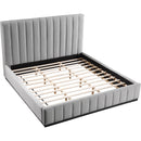  Color_Black/ Grey  Size_King  -- Lucia Grey Linen Textured Fabric Upholstered King Bed IMAGE 8