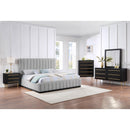 Meridian Lucia Grey Linen Textured Fabric King Bed IMAGE 9