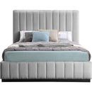  Color_Black/ Grey  Size_Queen  -- Lucia Grey Linen Textured Fabric Upholstered Queen Bed IMAGE 3