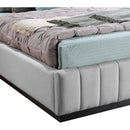  Color_Black/ Grey  Size_Queen  -- Lucia Grey Linen Textured Fabric Upholstered Queen Bed IMAGE 6