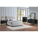  Color_Black/ Grey  Size_Queen  -- Lucia Grey Linen Textured Fabric Upholstered Queen Bed IMAGE 9