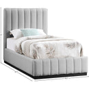Meridian Lucia Grey Linen Textured Fabric Twin Bed IMAGE 11