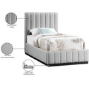  Color_Black/ Grey  Size_Twin  -- Lucia Grey Linen Textured Fabric Upholstered Twin Bed IMAGE 12