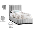 Meridian Lucia Grey Linen Textured Fabric Twin Bed IMAGE 12