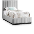  Color_Black/ Grey Size_Twin -- Lucia Grey Linen Textured Fabric Upholstered Twin Bed IMAGE 1