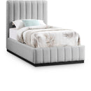  Color_Black/ Grey  Size_Twin  -- Lucia Grey Linen Textured Fabric Upholstered Twin Bed IMAGE 1