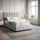  Color_Black/ Grey  Size_Twin  -- Lucia Grey Linen Textured Fabric Upholstered Twin Bed IMAGE 2