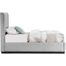  Color_Black/ Grey  Size_Twin  -- Lucia Grey Linen Textured Fabric Upholstered Twin Bed IMAGE 4