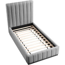  Color_Black/ Grey  Size_Twin  -- Lucia Grey Linen Textured Fabric Upholstered Twin Bed IMAGE 8