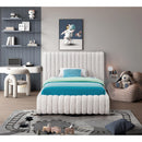  Color_Cream  Size_Twin  -- Nash Cream Boucle Fabric Upholstered Twin Bed IMAGE 4