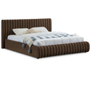  Color_Brown  Size_Queen  -- Nico Brown Velvet Upholstered Queen Bed IMAGE 1