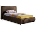  Color_Brown Size_Twin -- Nico Brown Velvet Upholstered Twin Bed IMAGE 1