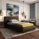  Color_Brown  Size_Twin  -- Nico Brown Velvet Upholstered Twin Bed IMAGE 2