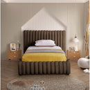  Color_Brown  Size_Twin  -- Nico Brown Velvet Upholstered Twin Bed IMAGE 4