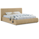 Meridian Nico Camel Velvet King Bed IMAGE 1