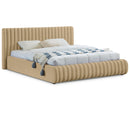  Color_Camel  Size_Queen  -- Nico Camel Velvet Upholstered Queen Bed IMAGE 1