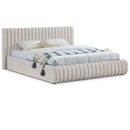  Color_Cream  Size_King  -- Nico Cream Velvet Upholstered King Bed IMAGE 1