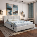 Meridian Nico Cream Velvet King Bed IMAGE 2