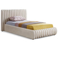  Color_Cream Size_Twin -- Nico Cream Velvet Upholstered Twin Bed IMAGE 1
