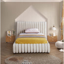  Color_Cream  Size_Twin  -- Nico Cream Velvet Upholstered Twin Bed IMAGE 4