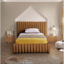  Color_Saddle  Size_Twin  -- Nico Saddle Velvet Upholstered Twin Bed IMAGE 4