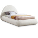  Color_Cream  Size_Twin  -- Rudy Cream Teddy Fabric Upholstered Twin Bed IMAGE 1