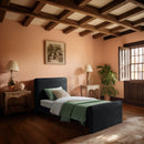  Color_Black  Size_Twin  -- Sloan Black Velvet Upholstered Twin Bed IMAGE 2