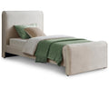  Color_Cream Size_Twin -- Sloan Cream Velvet Upholstered Twin Bed IMAGE 1