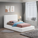  Color_White  Size_Twin  -- Terra White Boucle Fabric Upholstered Twin Bed IMAGE 2