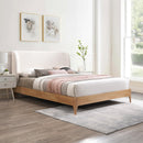  Color_Cream/ Natural  Size_Queen  -- Ventura Cream Fabric Upholstered Queen Bed IMAGE 2