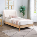  Color_Cream/ Natural  Size_Twin  -- Ventura Cream Fabric Upholstered Twin Bed IMAGE 2