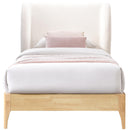  Color_Cream/ Natural  Size_Twin  -- Ventura Cream Fabric Upholstered Twin Bed IMAGE 3