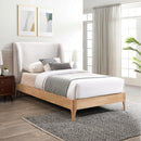  Color_Grey/ Natural  Size_Twin  -- Ventura Grey Fabric Upholstered Twin Bed IMAGE 2