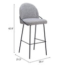  Zuo Jambi 109968 Barstool - Black & White IMAGE 8