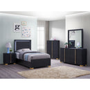  Size_Twin -- Marceline 222831T Wood Twin LED Panel Bed - Black IMAGE 5
