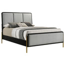  Size_Queen -- Arini 224331Q Upholstered Queen Panel Bed - Black and Grey IMAGE 3